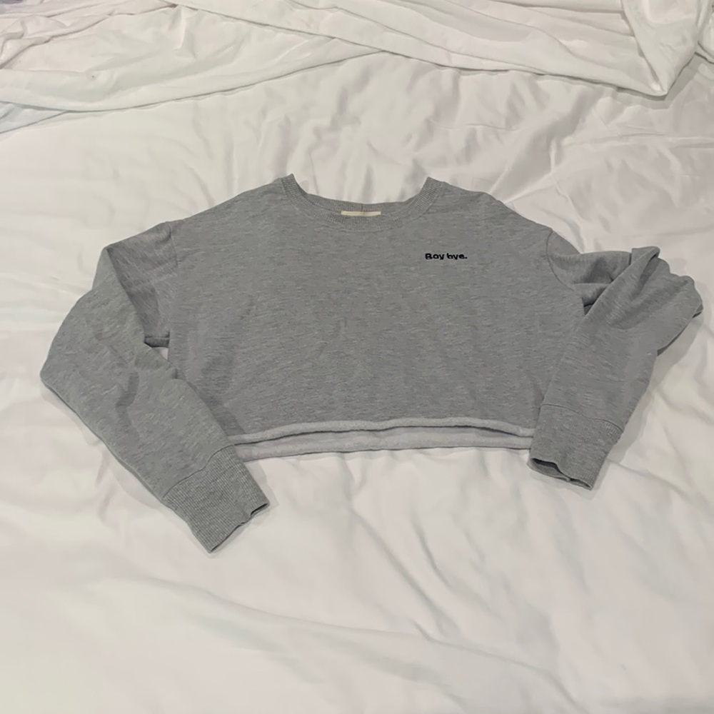 LA HEARTS cropped grey sweater BOY BYE